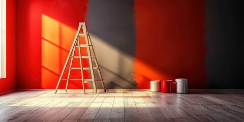 Partially Painted Room in Home Renovation Progress