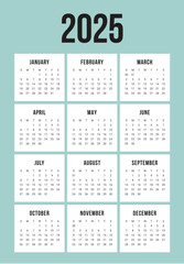 2025 Year Calendar