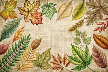 Fototapeta premium Beautiful Hand Drawn Vintage Leaves Collection for Artistic Projects, Illustrations, and Decor, Featuring Unique Organic Designs and Decorative Elements for Nature Lovers
