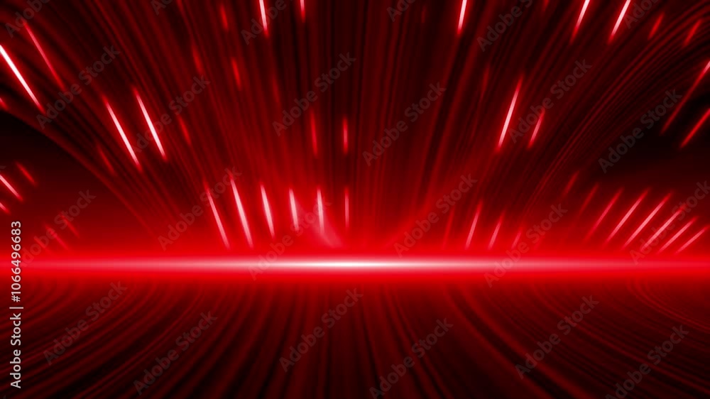 Poster red color 3d flowing lines with glowing optical flairs and 3d space modern design futuristic backgro