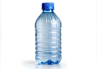 Fototapeta premium Plastic Water Bottle with Blue Cap Isolated on White Background