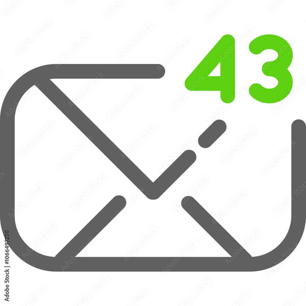 Poster notification icon showing 43 unread messages in a digital interface, symbolizing communication and d