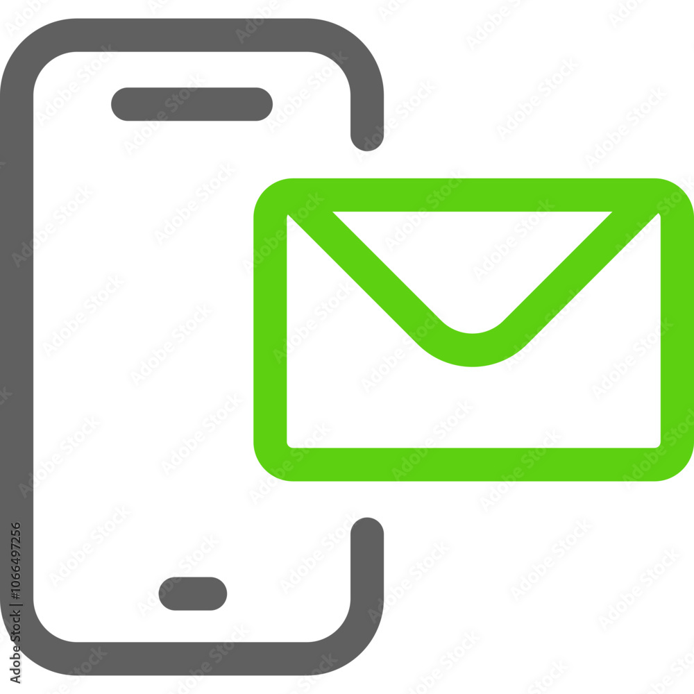 Poster smartphone and envelope icon representing digital communication and messaging trends in modern techn