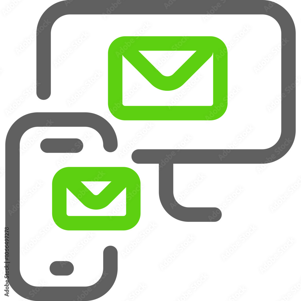 Poster communication through mobile devices showing chat and email notifications in a modern digital enviro