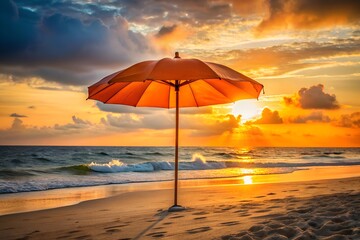 Orange Beach Umbrella at Sunset