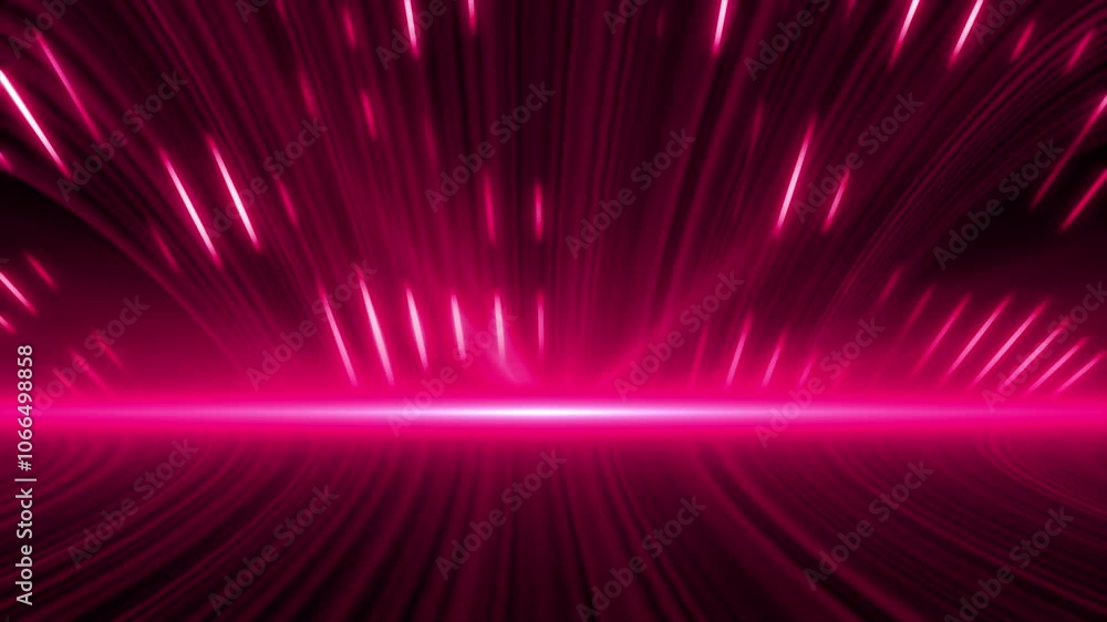 Poster magenta red color 3d flowing lines with glowing optical flairs and 3d space modern design futuristic