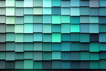 Abstract Pattern of Teal and Blue Square Tiles