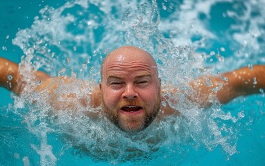 Man Swimming in a Pool