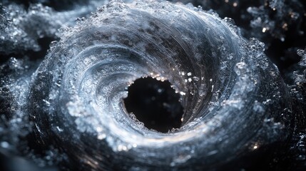 Fototapeta premium A swirling vortex of ice crystals, a frozen abstract design.