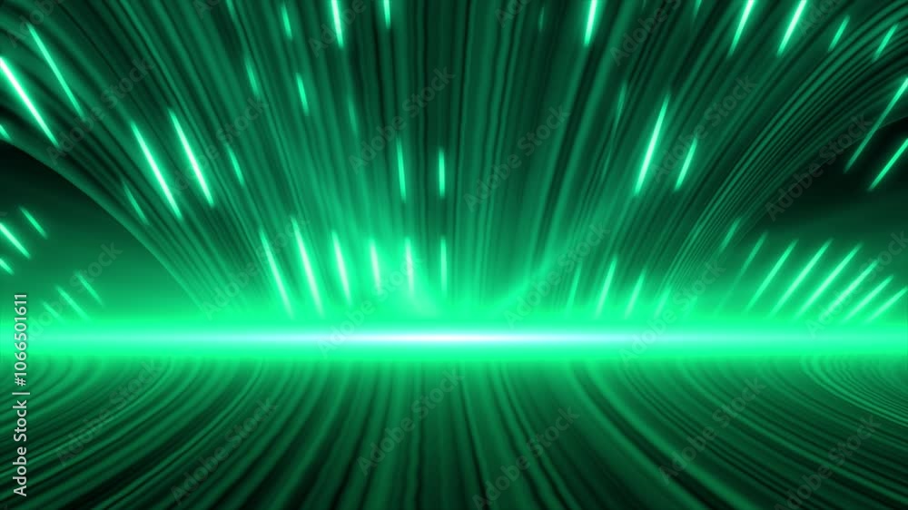 Poster turquoise color 3d flowing lines with glowing optical flairs and 3d space modern design futuristic b