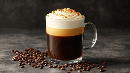 Coffee with Whipped Cream and Coffee Beans.