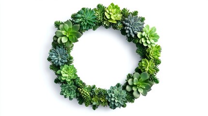 Festive Succulent Wreath - Vibrant Christmas Decor with Intricate Details on White Background
