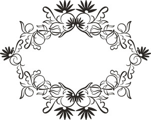 Vector floral ornamental frame with flowers. Vintage oriental panel, great for wedding decorations, greeting cards, invitations, banners, vinyl and laser ready.