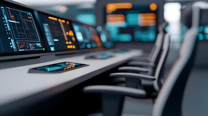 Futuristic Control Room Desk