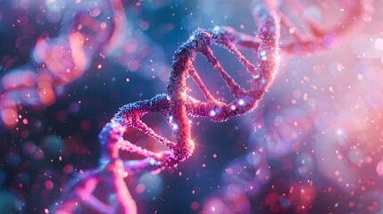 DNA helix enlarged model in bright colors and spots