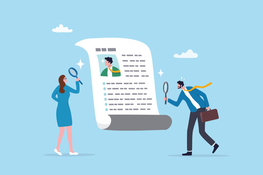 Recruitment, review candidate resume, talent seeker or HR human resource examine applicant, employee or job description, employment or job vacancy concept, business people review candidate resume.