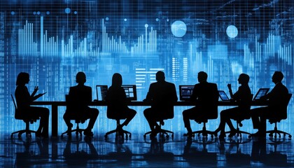 Team Meeting with Charts and Graphs on Screen, Data Analysis and Discussion