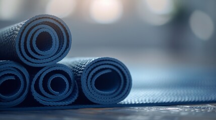 A small stack of yoga mats sits in one corner providing a comfortable option for those who prefer to meditate in a reclined or lying down position.