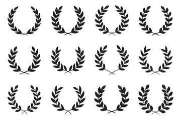 minimalist 12 gradient laurel wreath illustrations set for awards and branding