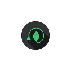 Save Energy symbol of electricity plug and leaf icon isolated on transparent background