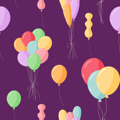Naklejka premium Balloons Seamless Pattern and Background. Sweet, Colorful Design for Wrapping and Textile Projects