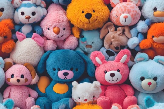 Plush toys seamless pattern