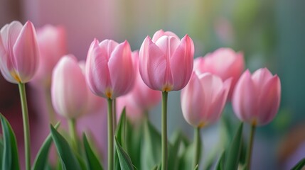 Fototapeta premium Pink tulip bouquet celebrating spring floral beauty.