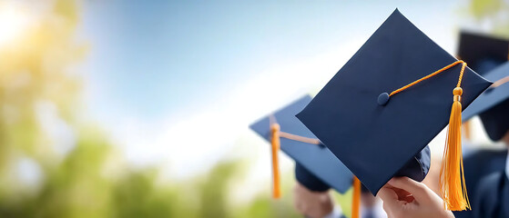 Group of graduates tossing caps capturing tradition