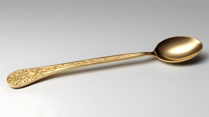 Golden spoon, isolated on background.