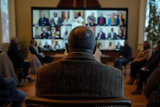 Church community on Zoom prayer meeting