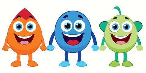 Fototapeta premium 3D Cute Happy Cartoon Characters Collection: Isolated on White Background, Fun and Playful Designs for Kids and Social Media
