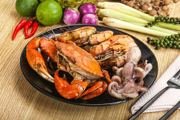 Luxury seafood mix - crab, prawn, octopus