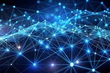 a blue background with a network of dots and dots