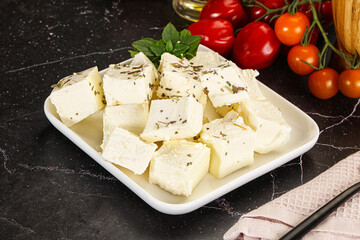 Greek traditional Feta cheese cubes