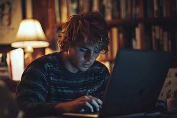 Young adult sharing faith story on Facebook