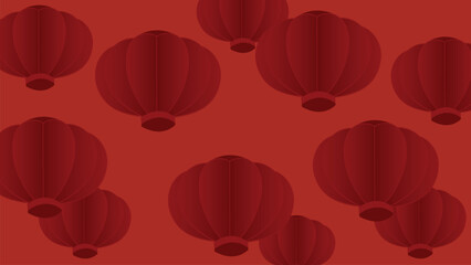 Chinese New Year background vector. Modern template design with lantern on red background. Elegant oriental illustration for cover, banner, website, calendar, envelope.