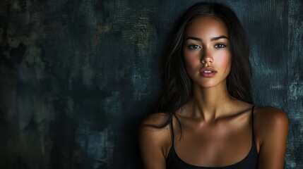 Fototapeta premium A studio portrait of a model posing against a textured backdrop, enhancing the visual interest of the shot
