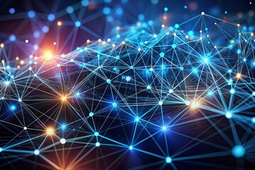 a blue background with a network of dots and dots