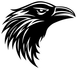 black raven head without background