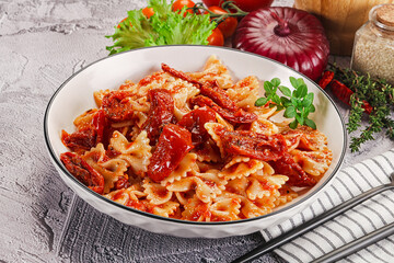 Italian pasta with dry tomato