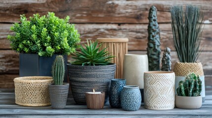 Fototapeta premium A studio shot showcasing a collection of modern home decor items