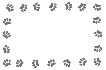 グレーの動物の肉球の足跡が左回りで並ぶ長方形のフレーム