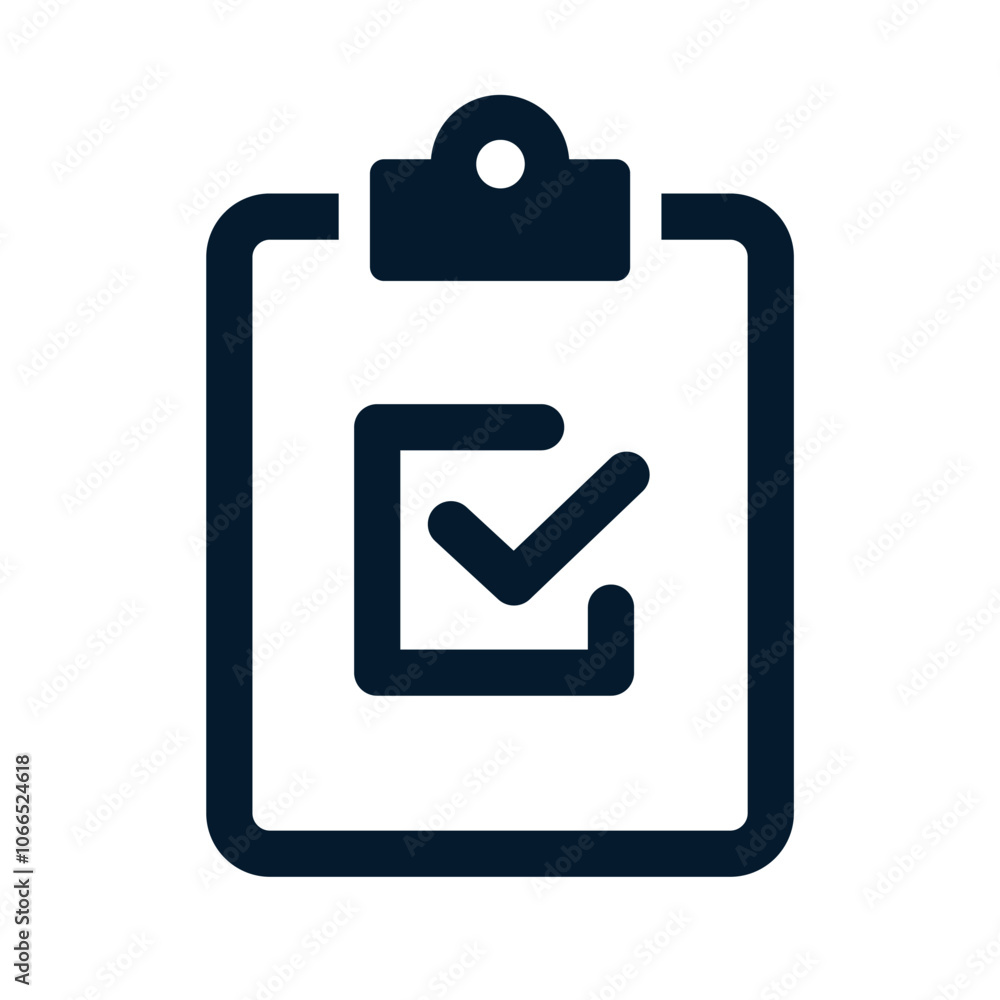 Poster concept task completed, approved document. vector linear icon isolated on white background.