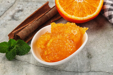 Tasty homemade Orange jam in the bowl