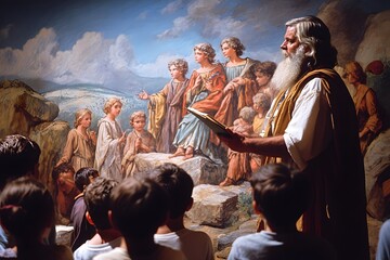Children learning Ten Commandments