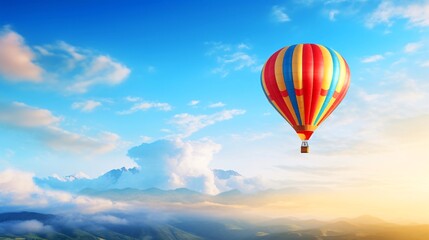 Fototapeta premium 大空を飛ぶカラフルな熱気球