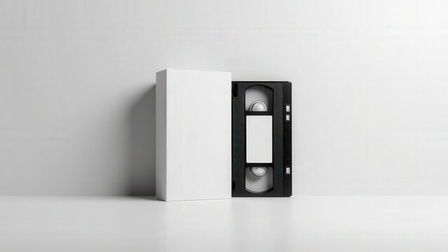 Realistic cassette tape mockup featuring a blank white case and detailed textures, ideal for branding.