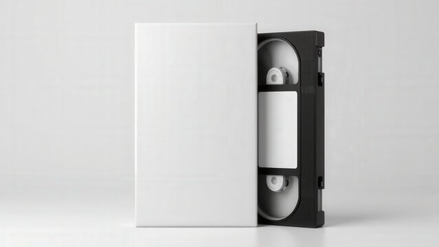 High-quality cassette cover mockup with a blank case beside a detailed tape for custom designs.