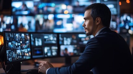 Fototapeta premium A government official giving an emergency broadcast, ensuring that the public receives timely and accurate information.