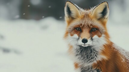 Fototapeta premium Red fox captured on a white background, highlighting the young red foxs vibrant fur and curious expression, making it an ideal image for various creative projects with ample copy space.